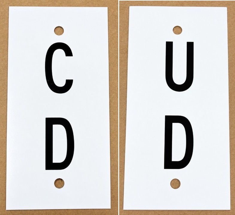 CD/UD MARKER PLATE 4IN X 8IN BLK/WHT
