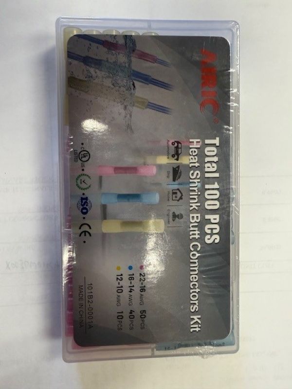 HEAT SHRINK BUTT CONNECTOR KIT 22-10 AWG 100PC