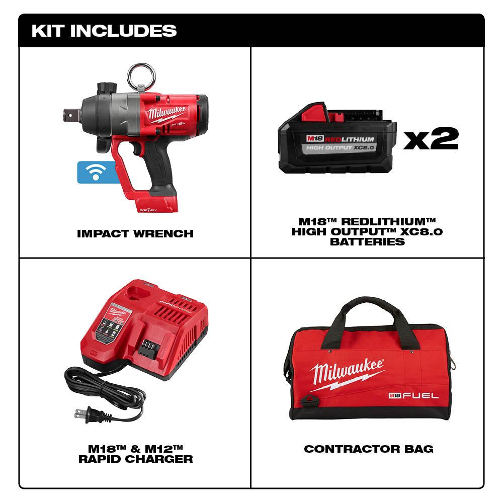 M18™ FUEL™ 1 in. HTIW with ONE-KEY™ Kit w/(2) 8.0 Ah Batteries